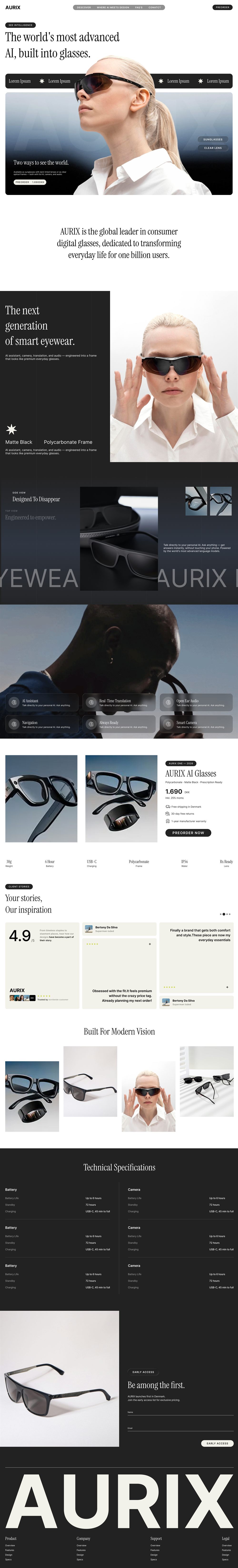 Aurix Glasses website