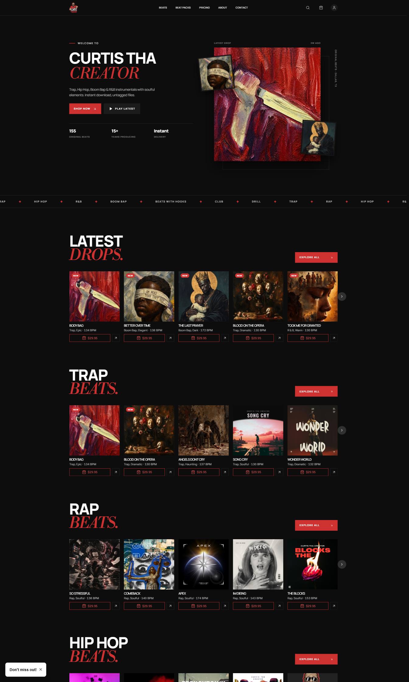Curtis Tha Creator website by Devjour Technologies