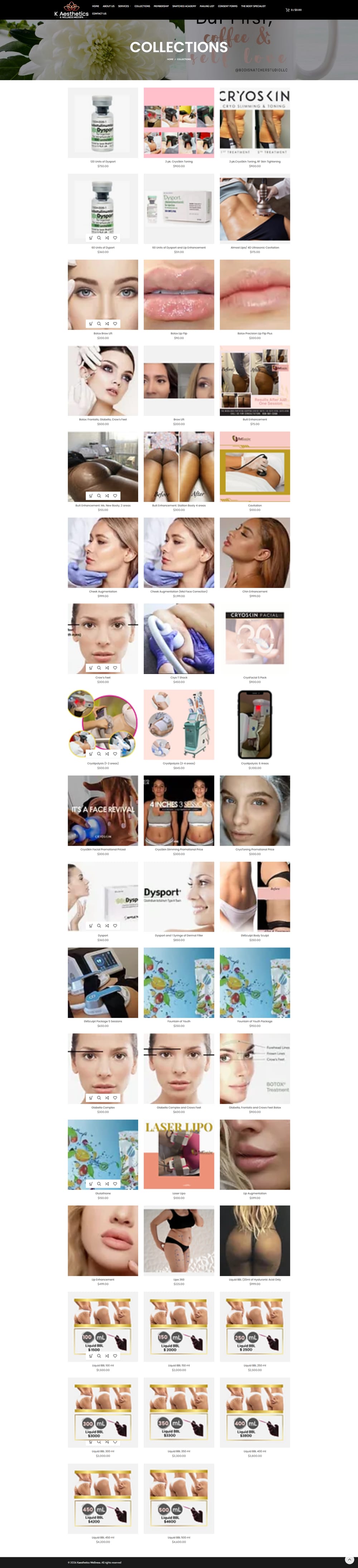 K Aesthetics & Wellness page